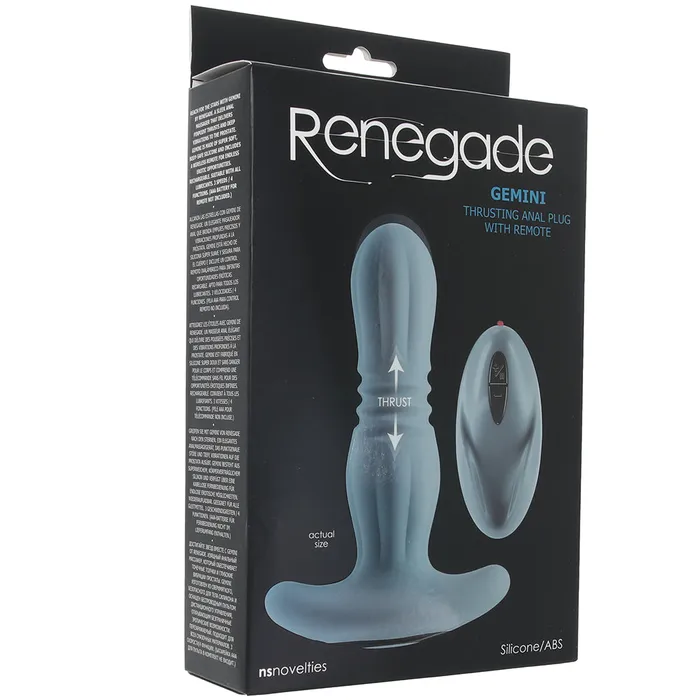 Renegade Gemini Thrusting Anal Plug with Remote in Grey ns novelties Male Sex Toys