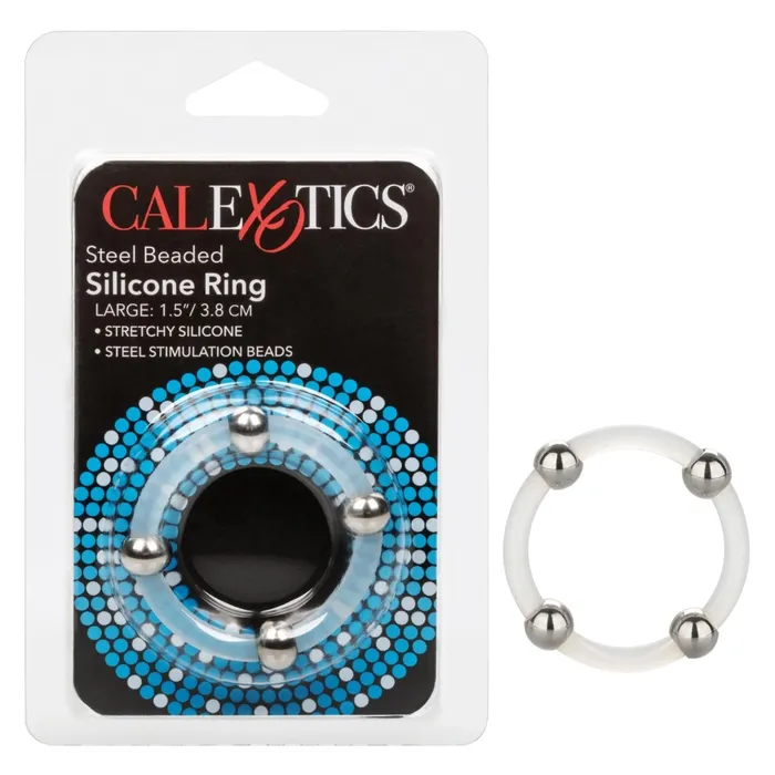 Male Sex Toys CalExotics Steel Beaded Silicone Ring Large Male Sex Toys CalExotics Steel Beaded Silicone Ring Large