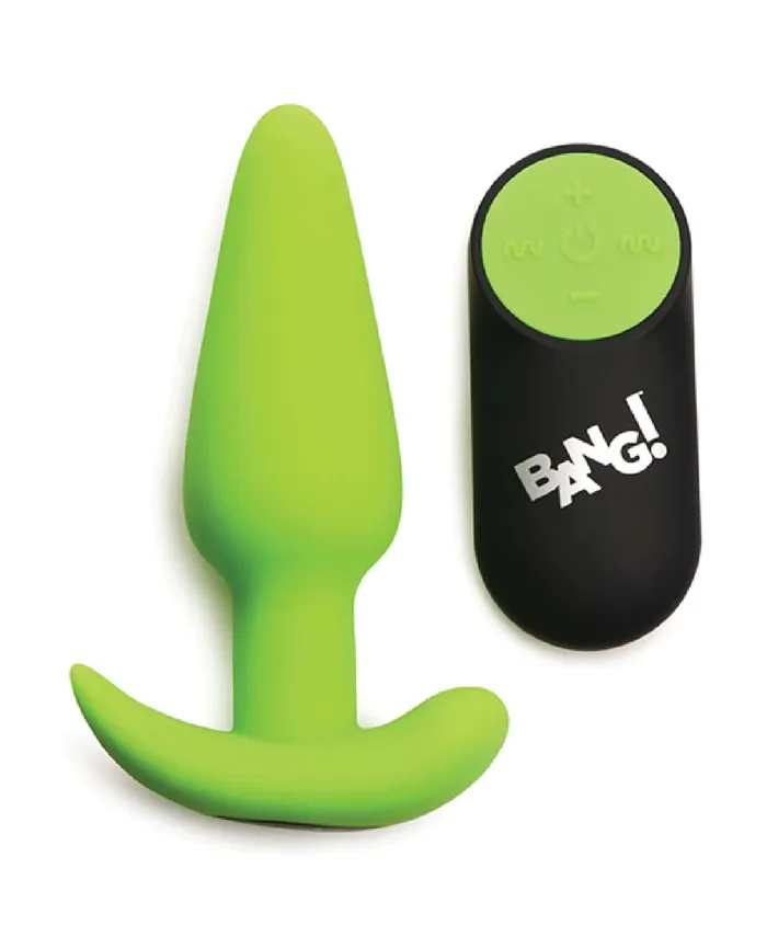 Male Sex Toys XR Brands Bang Glow in the Dark Butt Plug With Remote Green Male Sex Toys XR Brands Bang Glow in the Dark Butt Plug With Remote Green